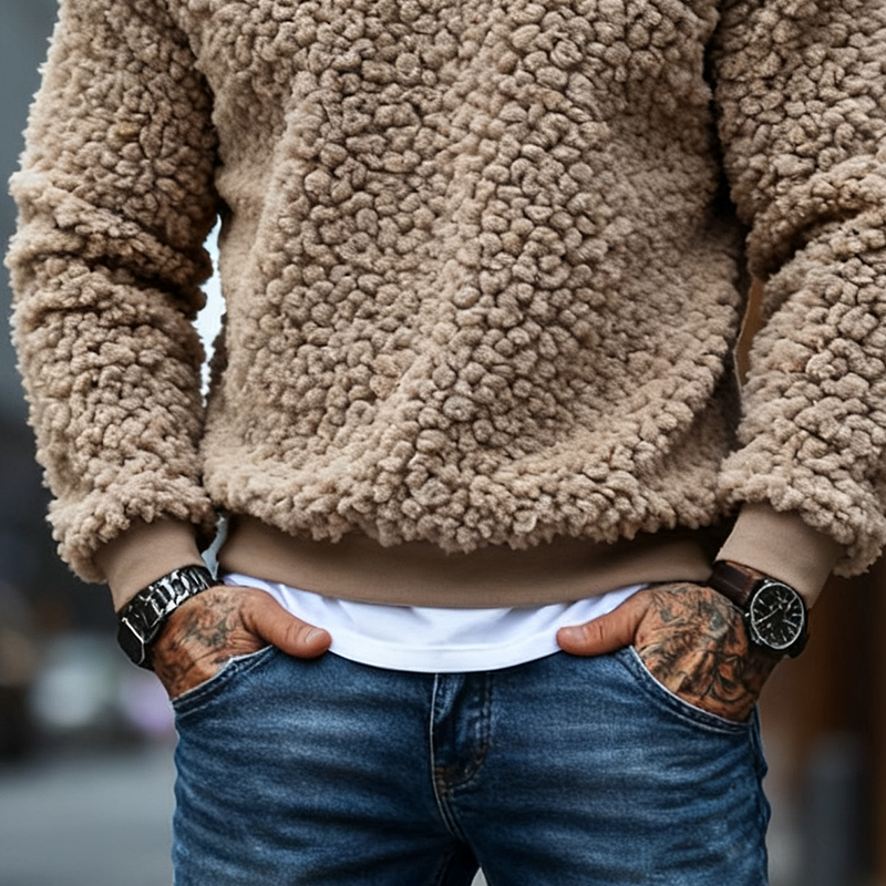 Herren Teddy Fleece Pullover – Warm & Weich