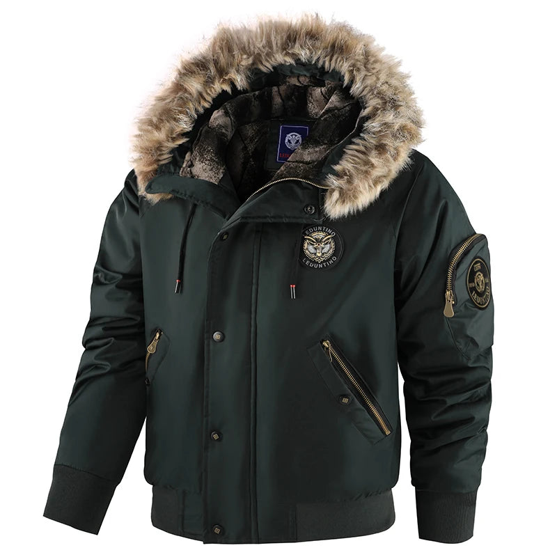Herren Winter Steppjacke – Warm, Winddicht & Abnehmbare Kapuze