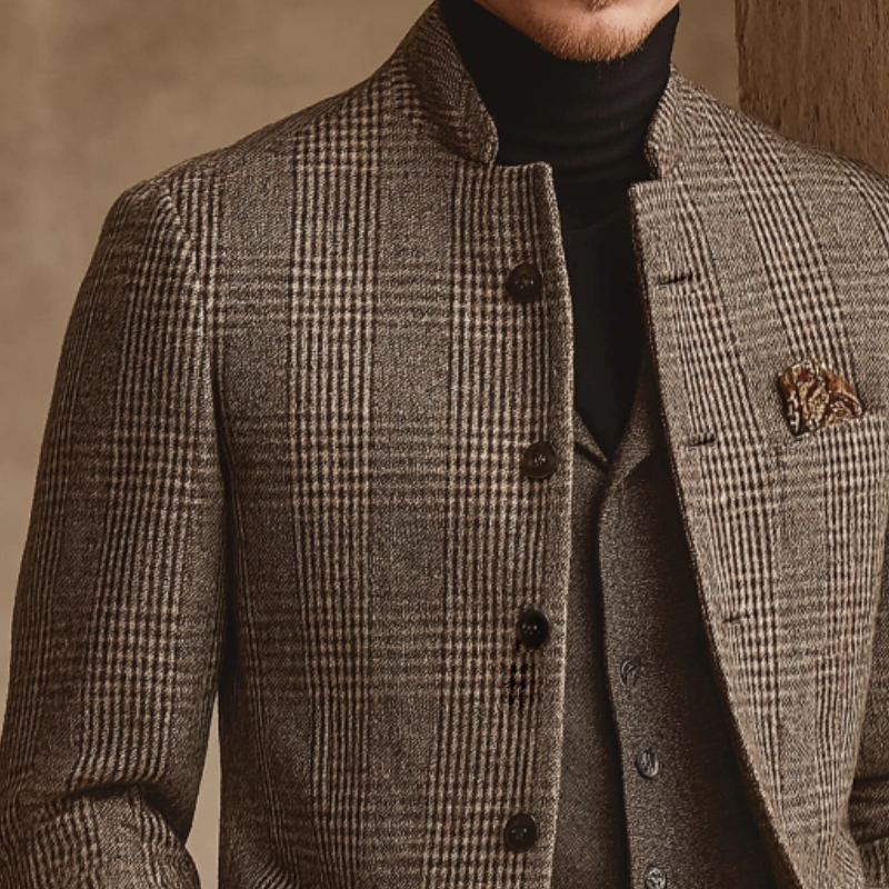 Herren Eleganter Karomuster Blazer – Premium Slim Fit Sakko