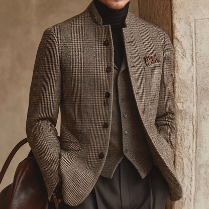 Herren Eleganter Karomuster Blazer – Premium Slim Fit Sakko