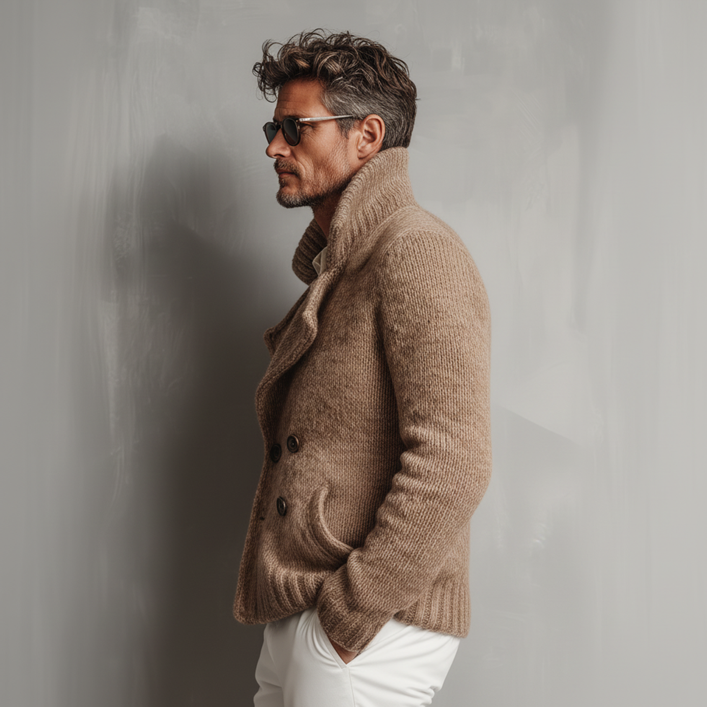 Weiche Strickjacke mit Kragen – Herbst/Winter