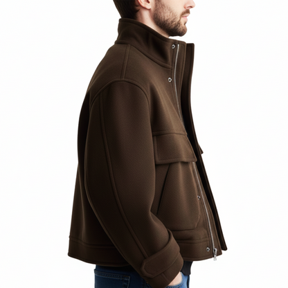 Herren Wolljacke mit Stehkragen – Warm & Modern