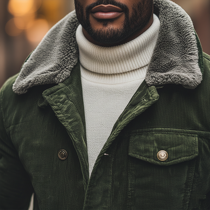 Herren Winterjacke aus Cord – Weiches Futter & Hoher Kragen