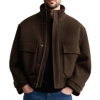 Herren Wolljacke mit Stehkragen – Warm & Modern