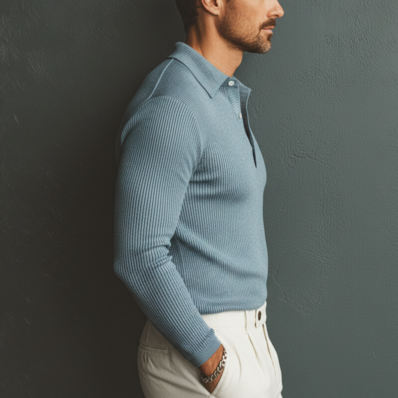 Herren Slim Fit Strickpullover mit Polokragen – Modern & Elegant