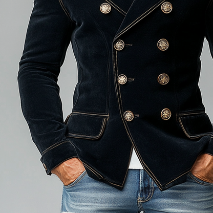 Premium Velvet Blazer für Herren – Militärstil, Slim Fit