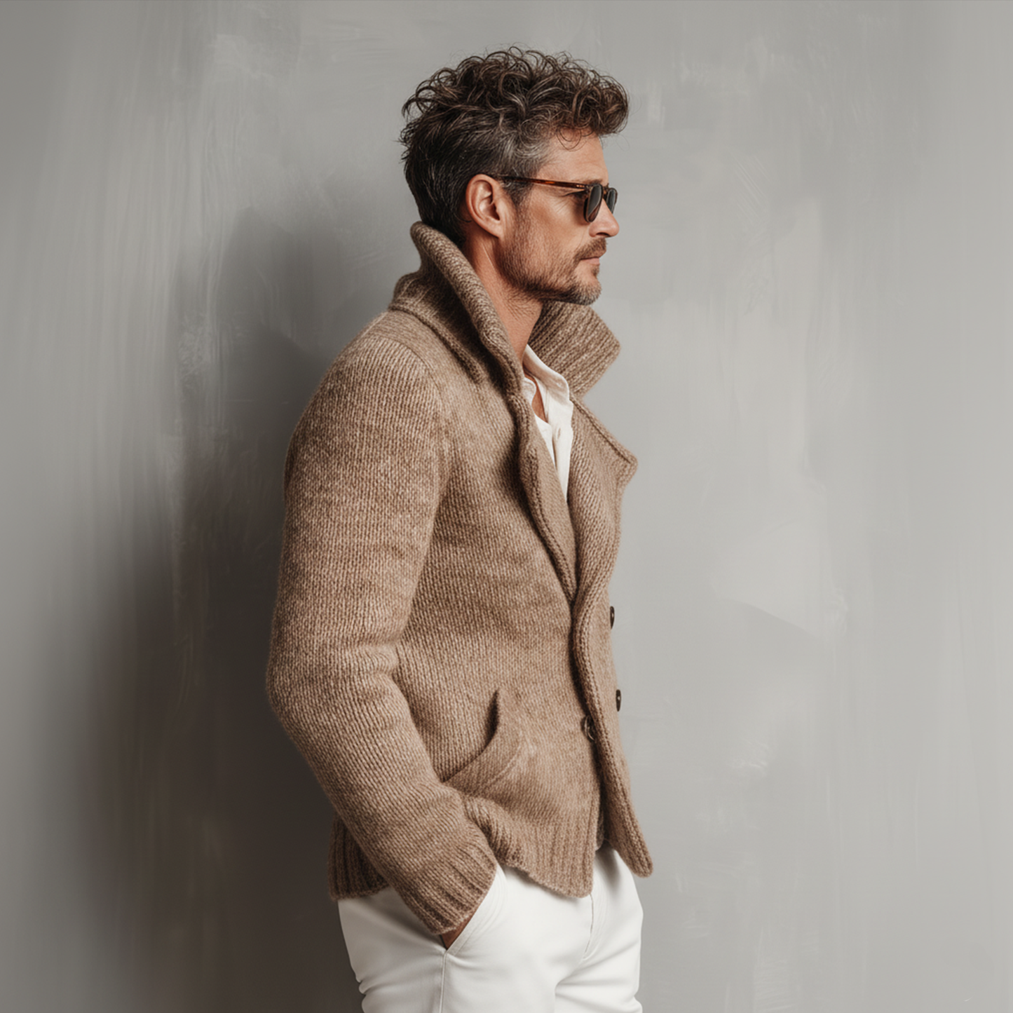 Weiche Strickjacke mit Kragen – Herbst/Winter