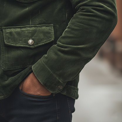 Herren Winterjacke aus Cord – Weiches Futter & Hoher Kragen