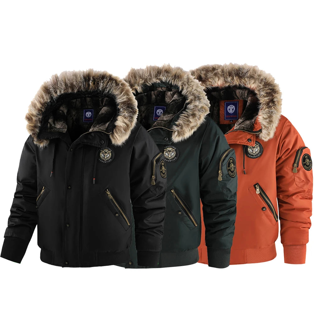 Herren Winter Steppjacke – Warm, Winddicht & Abnehmbare Kapuze