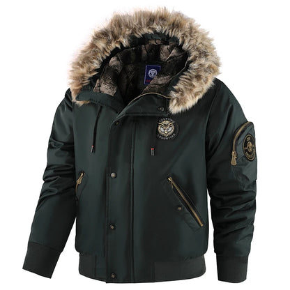 Herren Winter Steppjacke – Warm, Winddicht & Abnehmbare Kapuze