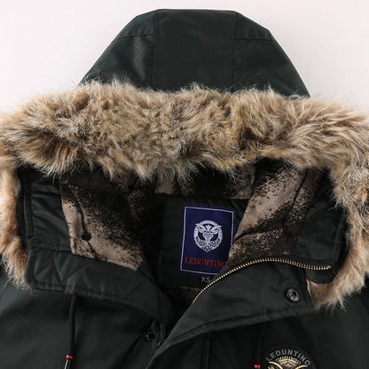 Herren Winter Steppjacke – Warm, Winddicht & Abnehmbare Kapuze