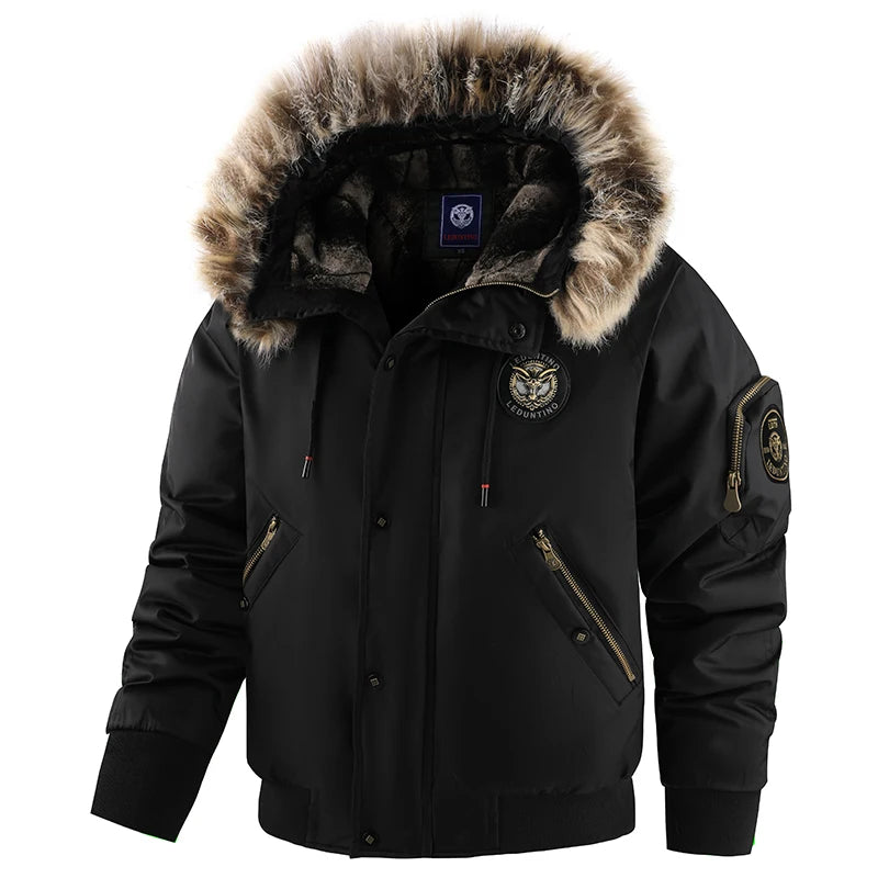 Herren Winter Steppjacke – Warm, Winddicht & Abnehmbare Kapuze