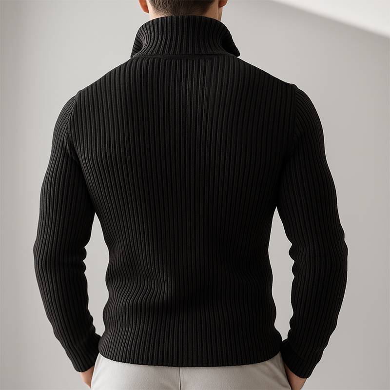 Rippen-Strick Zip Sweater für Männer – Elegant & Warm