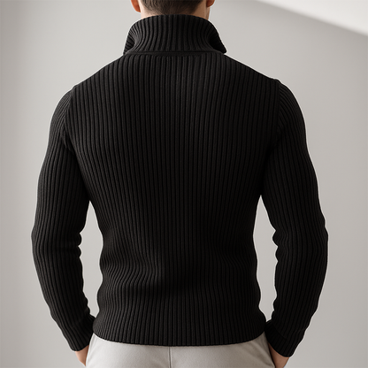 Rippen-Strick Zip Sweater für Männer – Elegant & Warm