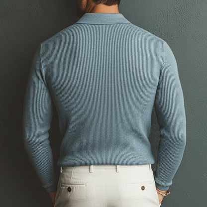 Herren Slim Fit Strickpullover mit Polokragen – Modern & Elegant