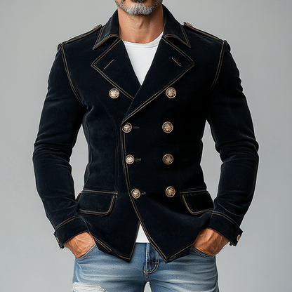 Premium Velvet Blazer für Herren – Militärstil, Slim Fit