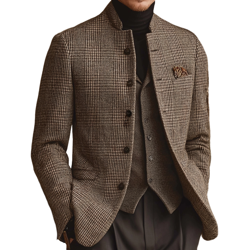 Herren Eleganter Karomuster Blazer – Premium Slim Fit Sakko