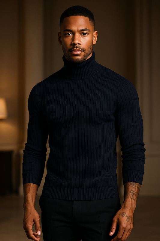 Premium Herren Rollkragen – Slim Fit Feinstrick Pullover