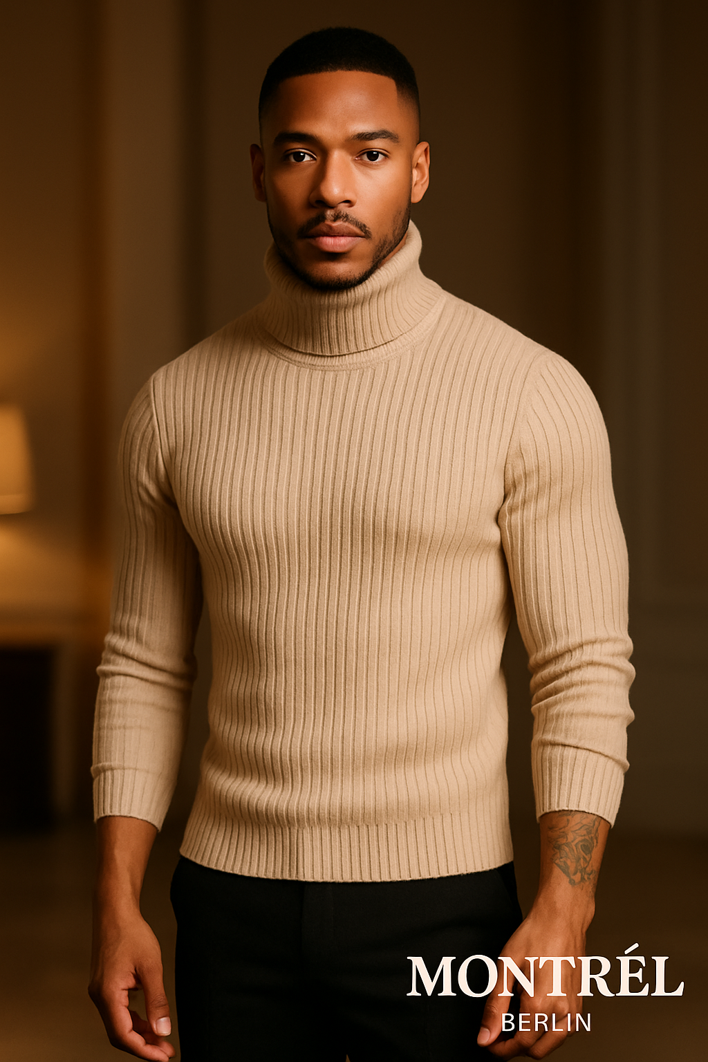 Premium Herren Rollkragen – Slim Fit Feinstrick Pullover