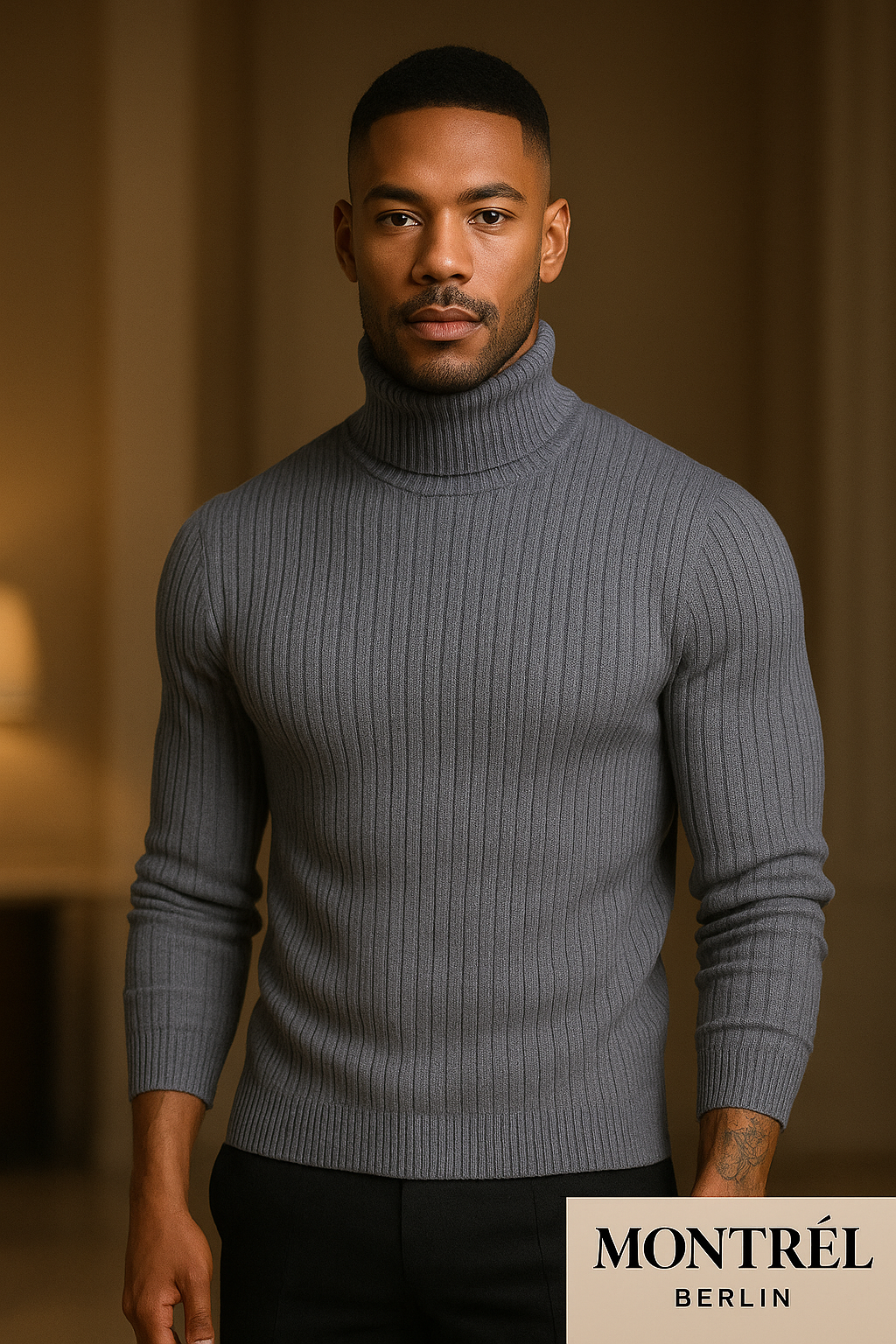 Premium Herren Rollkragen – Slim Fit Feinstrick Pullover