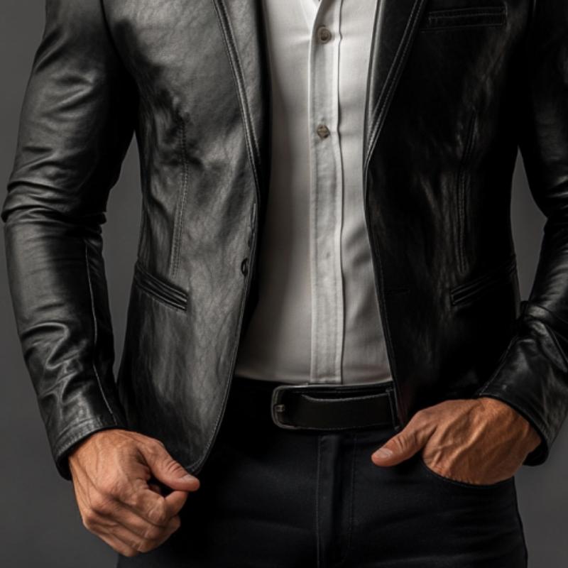Eleganter Leder Blazer für Herren – Slim Fit