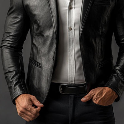 Eleganter Leder Blazer für Herren – Slim Fit