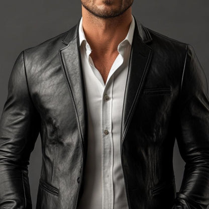Eleganter Leder Blazer für Herren – Slim Fit